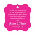 thumbnail image 1 of Darling Souvenir Custom Wedding Thank You Message Gift Tags Personalized Party Favor Hang Paper Tags-Magenta-100 Tags, 1 of 1