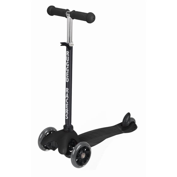 Rugged Racer – Mini-trottinette à 3 roues avec lumières LED - Noire