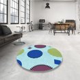 thumbnail image 4 of Ahgly Company Tapis d'Intérieur Lavable à la Machine, Carré, Transitionnel, Bleu Lagon Bleu, Tapis de Zone, 3 Pieds Carré, 4 of 7