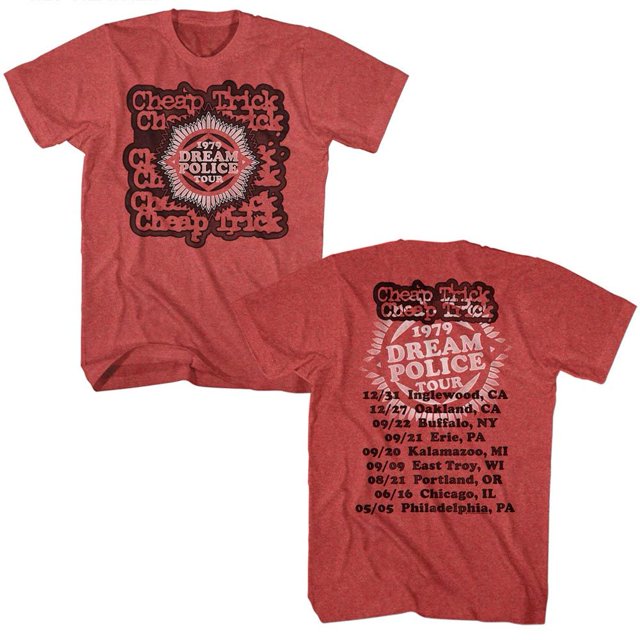 Cheap Trick Musique Rêve Police Tournée Adulte T-Shirt à Manches Courtes