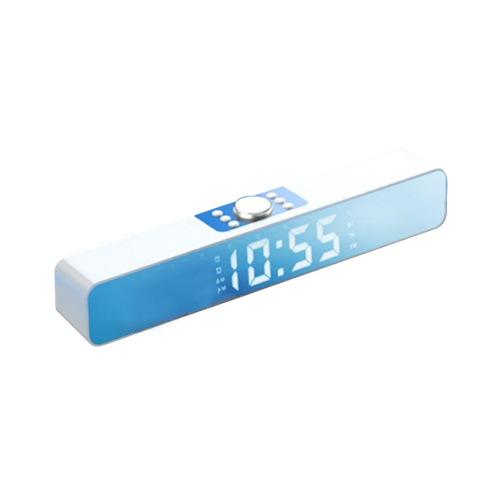 MesaSe Barre de Son Bluetooth 5.0 Haut-Parleur à Réduction de Bruit Réveil Sans Fil Barre de Son Haut-Parleur à DEL Blanc avec Écran