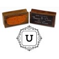 thumbnail image 1 of Printtoo Square Swirl Border Alphabet U Monogram Wood Mounted Rubber Stamp Office Stationary, 1 of 5