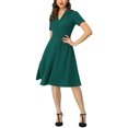 thumbnail image 1 of INSPIRE CHIC Robes Vintage pour Femmes 2024 Col Plat Manches Courtes Robe Évasée S Vert Foncé, 1 of 7