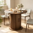 thumbnail image 1 of CazToi Round Dining Table with Rolling Shutter Cabinet Multi-Functional Wood Kitchen Table, 1 of 7