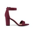 thumbnail image 3 of BLISSFUL STEP Women's Shoes Ankle Strap Block Heel Buckle Open Toe Sandals Burgundy 8.5, 3 of 8