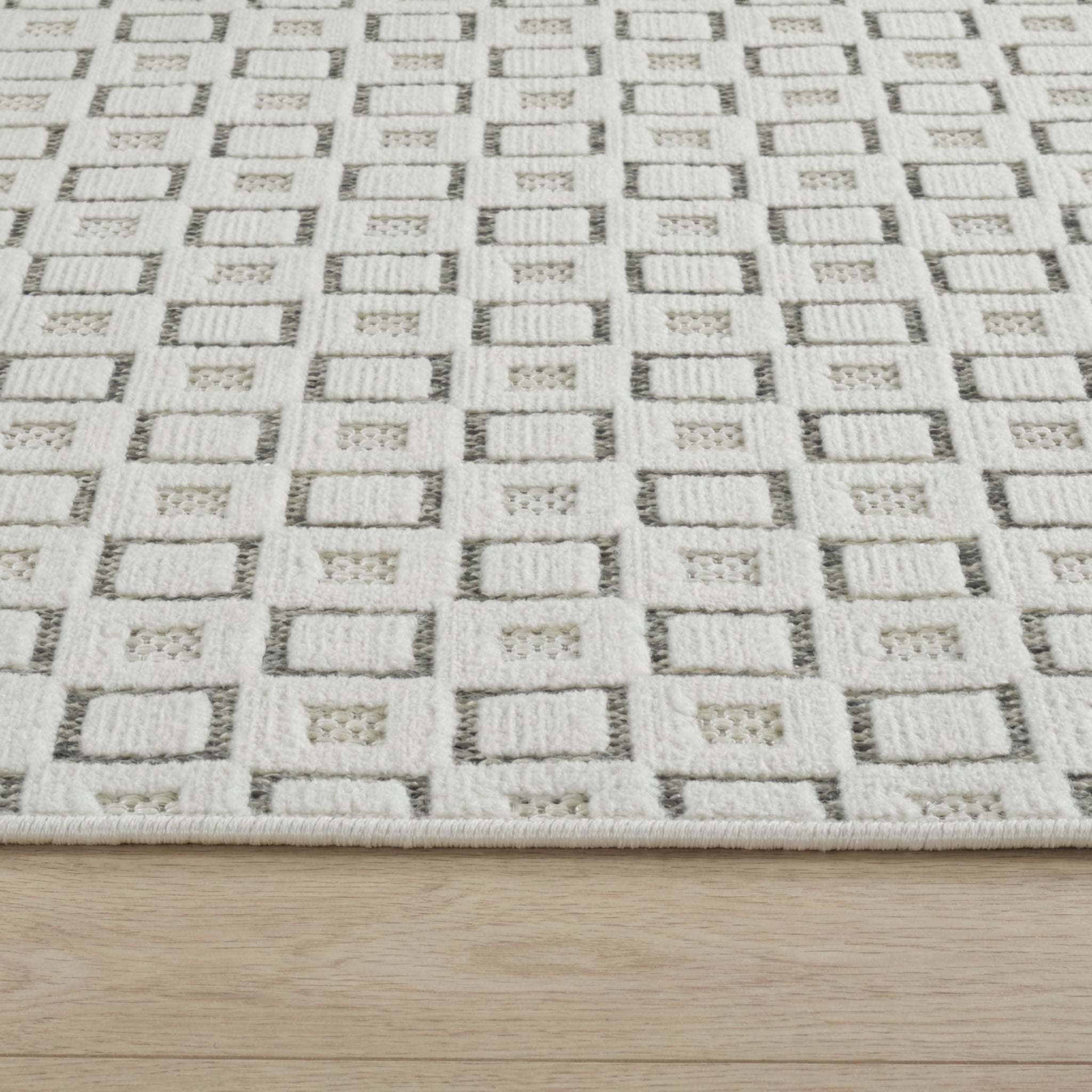 Tapis d'interieur exterieur abstrait Rug Branch Maise, beige creme, moderne - Entree, couloir