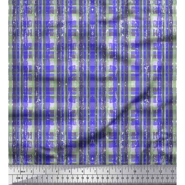 Soimoi Polyester Crepe Fabric Geometric Check Printed Fabric 1 Yard 52 Inch Wide