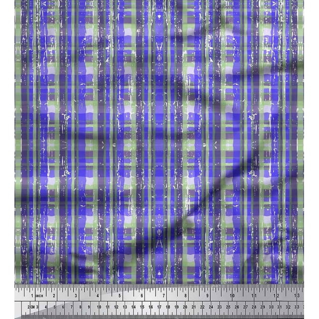 Soimoi Satin Silk Fabric Geometric Check Print Fabric by The Yard 42 Inch Wide
