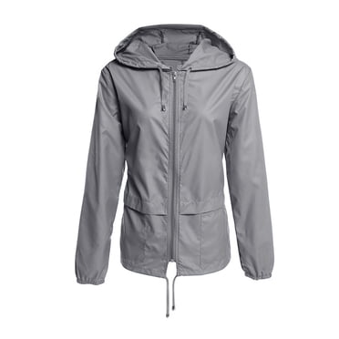 Manteau de Pluie Léger à Capuche pour Femmes Imperméable Actif Extérieur Veste de Pluie avec Capuchons Dames Manches Longues Décontracté Coupe Ajustée Fermeture Éclair Manteau d'Extérieur Veste Manteau