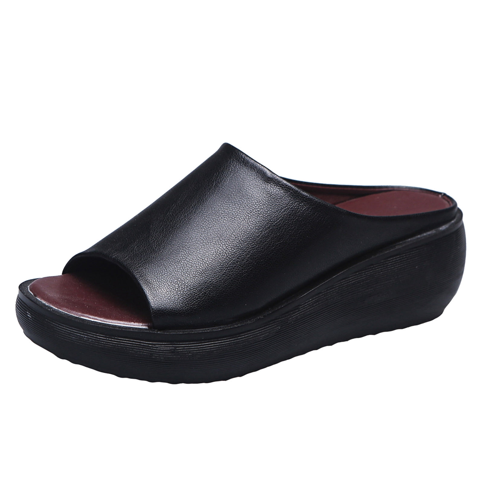 HBFAGFB Sandales Femmes Rétro Printemps et Été Simples à Enfiler Pantoufles Compensées Quotidien Sorties Noir Taille 8.5