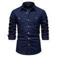 thumbnail image 1 of Man Long Sleeve Solid Color Lapel Button Fashion Fallow T-Shirt Tops, 1 of 1