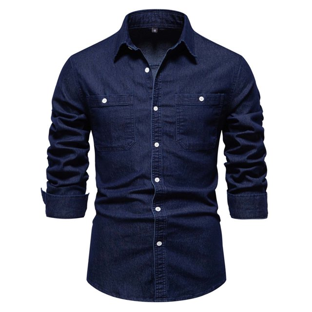 Man Long Sleeve Solid Color Lapel Button Fashion Fallow T-Shirt Tops