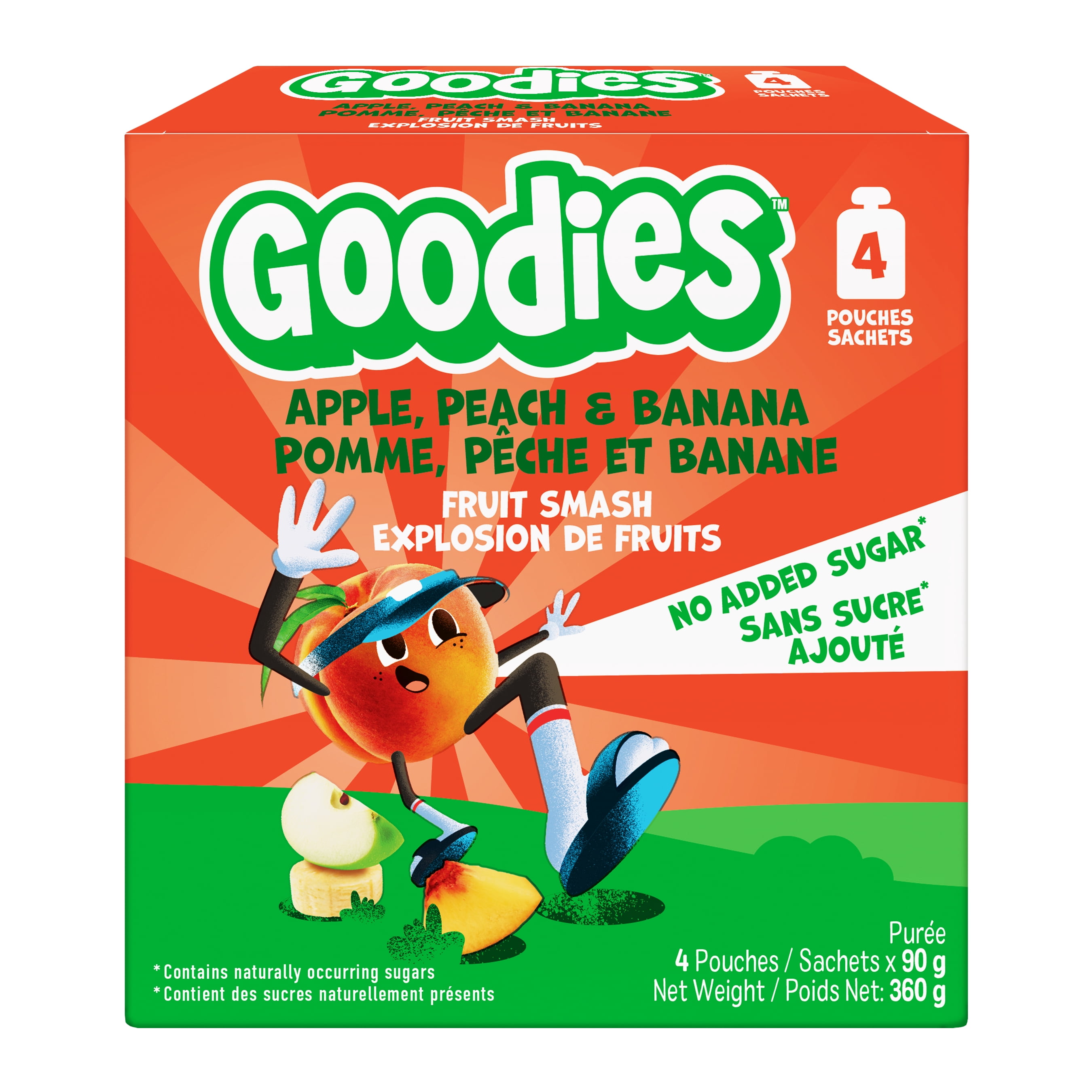Goodies Sachet Purée de Fruits Pomme, Pêche et Banane pour Enfants 90g