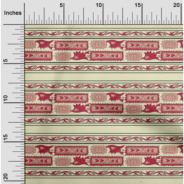 oneOone Cotton Poplin Fabric Ethnic Block Print Fabric BTY 42 Inch Wide