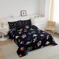 thumbnail image 3 of Erosebridal Cartoon Outer Space Bedding Toddler Comforter Set, Galaxy Print Down Comforter, Black, Reversible 2-Piece, 3 of 7