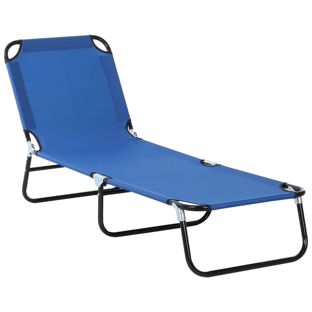Outsunny Chaise Longue Pliante, Chaise de Bronzage 5 Positions, Bleu
