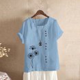thumbnail image 1 of Pisexur T-Shirts Surdimensionnés Mode Pissenlit Graphique en Lin de Coton d'Été pour Femmes Manches Courtes Tops 2024 Casual Été Blouse Col Rond Tops, 1 of 5
