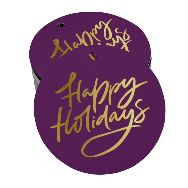 Inkdotpot Happy Holiday Bottle Tag Real Gold Foil Favor Hang Tags 50 Pack