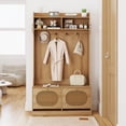 thumbnail image 4 of Costway 4-In-1 Hall Tree Entryway Bench with Coat Rack & Flip Drawers 6 Dual-Hook Hangers Natural, 4 of 10
