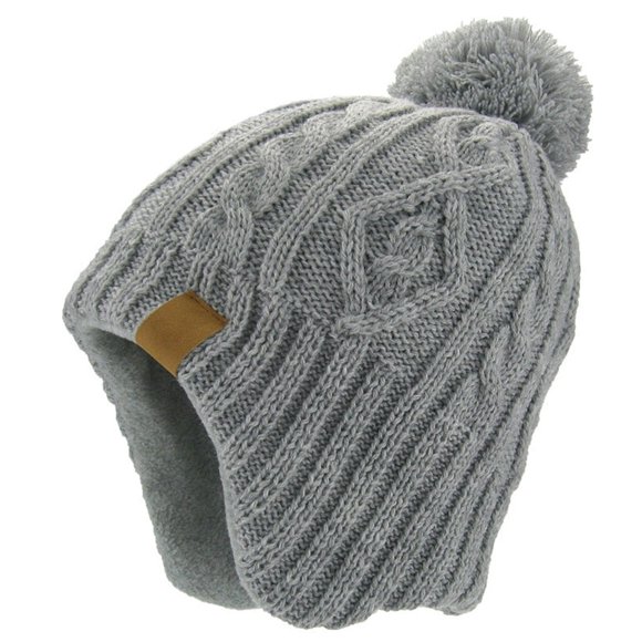 Penkiiy Toddler Baby Beanie Boys Girls Warm Hat Winter Kids Beanies with Fleece Lining Gray