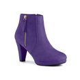 thumbnail image 1 of Unique Bargains Women's Side Zip Low Platform Chunky Heel Ankle Booties Purple (Size 9.5), 1 of 8