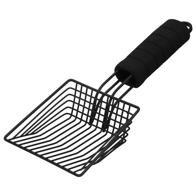 Pelle à Litière pour Chat en Métal Réutilisable Tamis Pelle à Sable Fournitures de Nettoyage pour Chat Pelle à Litière en Métal Noir Outils de Nettoyage