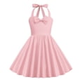 thumbnail image 2 of Zwiiyzr 3-8 Years Girls 1950S Vintage Dresses Summer Halter Neck Solid Colour Retro Dresses Pink, 2 of 5