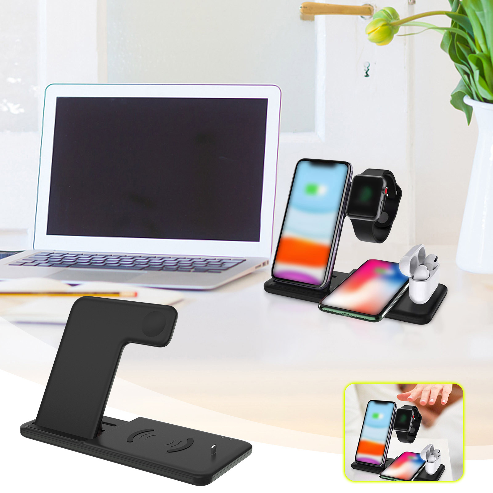 TopLLC Multifunctional Wireless Charger 15W Fast Charge Foldable Mobile Phone Headset Watch Universal Bracket Wireless Charging on Clearance