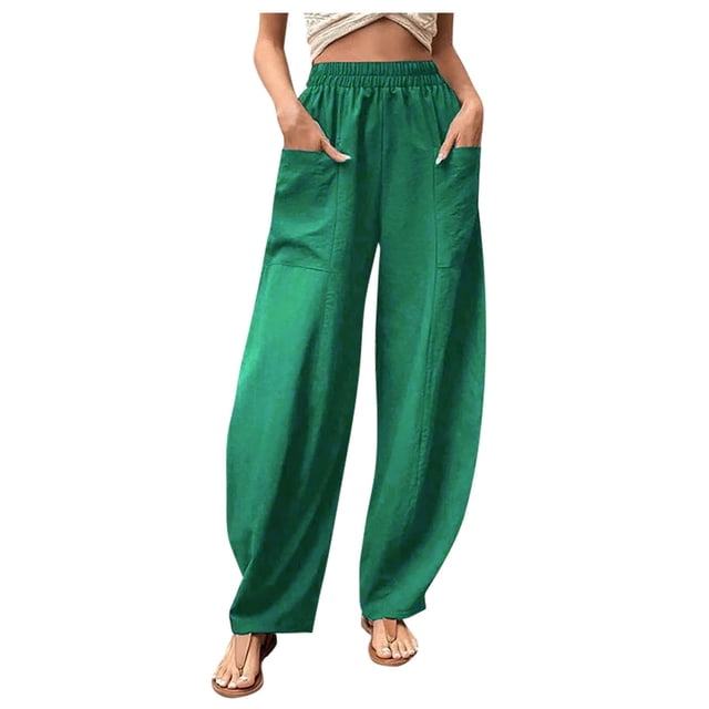 Pantalons à Taille Élastique pour Femmes Pantalons Décontractés Amples avec Poches Mode Combinaison Pantalons en Coton et Lin Pantalons en Coton et Lin Pantalons Taille Haute pour Femmes