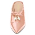 thumbnail image 2 of BLISSFUL STEP Mules à Talon Bloc pour Femmes avec Nœud en Perles Nude 7, 2 of 6