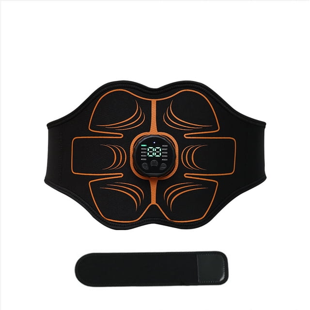 Portable Lightweight EMS Abdominal Trainer Belt with 30 Adjustable Modes - Foldable, Rechargeable Fitness Equipment for Core Strength, Defined Abs & On-the-Go Workouts (Orange New Version 818 Host +