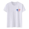 thumbnail image 1 of Hauts d'Été pour Femmes Jour de l'Indépendance Drapeau Col Rond Imprimé Lettre Manches Courtes T-Shirts pour Femmes Blanc S, 1 of 4