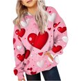 thumbnail image 2 of PMVFHDE Sweat à Capuche à Manches Longues pour Filles Adolescentes Imprimé Cœur Tenues de la Saint-Valentin Hauts Mignons pour Filles Chandails en Molleton Mode Rose, 3-4 Ans, 2 of 5