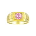 thumbnail image 1 of RYLOS Bague pour Hommes Bague en Or Jaune 14K, Forme Ronde 7MM Bagues de Style Designer Pierres Précieuses Roses Bagues de Naissance en Octobre Or Taille 12, 1 of 7