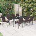 thumbnail image 1 of vidaXL 9 Piece Garden Dining Set Brown and Black, 1 of 5