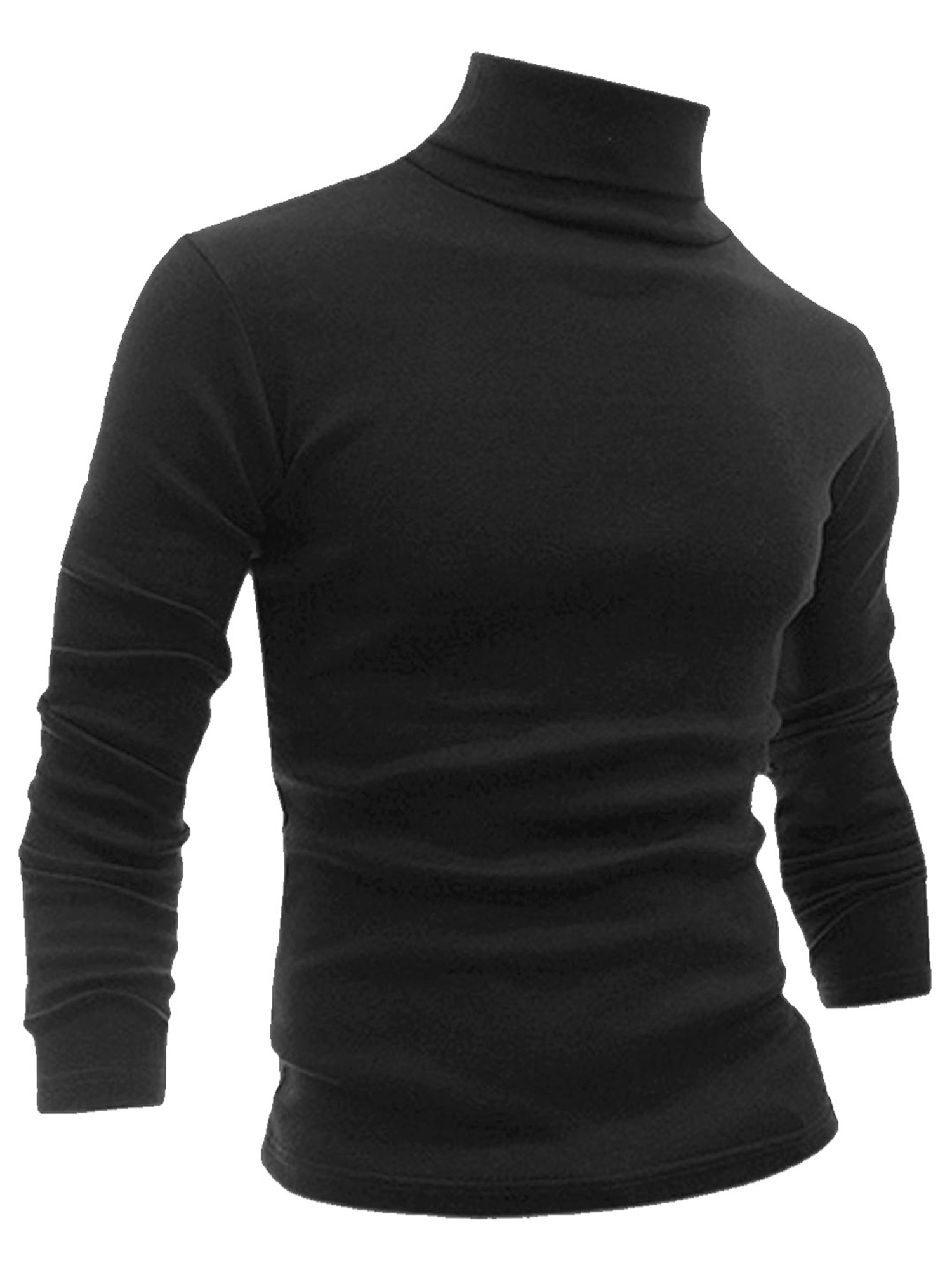 INSPIRE CHIC Men's Sweaters Pullover Turtle Neck Long Sleeve Stretchy Slim Fit Tops 34 Black