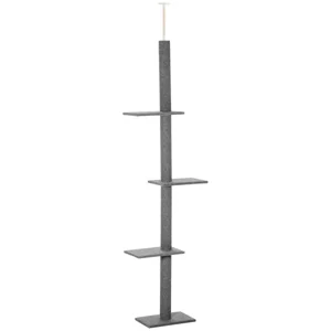 100" Sol jusqu'à l'arbre de chat au plafond 3 Centre d'activité des perches pour les meubles de la tour Cat Kittens, Gris