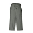 thumbnail image 4 of Plebaso Capri Pants for Women Drawstring Cropped Wide Leg Pants Lightweight Lounge Yoga Capris with Pockets, 4 of 7