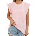 thumbnail image 1 of Besolor Débardeurs d'Été pour Femmes Col Rond Sans Manches Chemises à Illets Décontractées Blouse Tendance Couleur Unie, 1 of 7