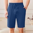 thumbnail image 3 of yoeyez Mens Athletic Shorts 7 Inch Inseam,Men's Solid Color Elastic Waist Button Shorts Casual Beach Shorts Summer Shorts Breathable Daily Basic Pants With Pockets Blue,M, 3 of 6