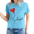 thumbnail image 2 of Meichang Hauts pour Femmes T-Shirts de la Saint-Valentin T-Shirts de Fête à Col Rond T-Shirts à Imprimé Cœur d'Amour T-Shirts à Manches Courtes Jolis Tees Blouses en Liquidation, 2 of 5