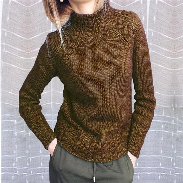 EGNMCR Chandail à Col Roulé pour Femmes, Chandails pour Femmes Femmes Manches Longues Couleur Demi-Col Montant Décontracté Ample Chandails Tricotés Femmes Chandail
