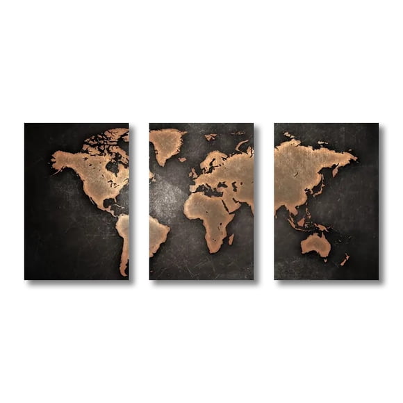 Carte du Monde Rétro 3 Pcs/ensemble Affiches sur Toile Décor Mural Nordique Art Mural Peinture sur Toile Salon Chambre Corridor Décoration Murale, 50*70cm, Non Encadré.,CJ50270-3 Pcs