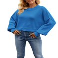 thumbnail image 1 of Chandail en Tricot pour Femmes Manches Longues Col Rond Uni Ample Chandail Chaud, 1 of 3