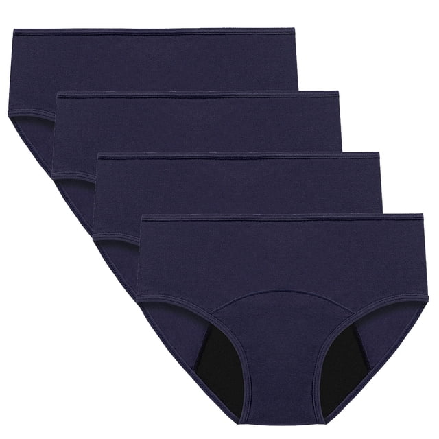 Culottes Menstruelles Étanches pour Femmes, Réutilisables, Confortables, Taille Mi-Haute, Hipster, Lot de 4