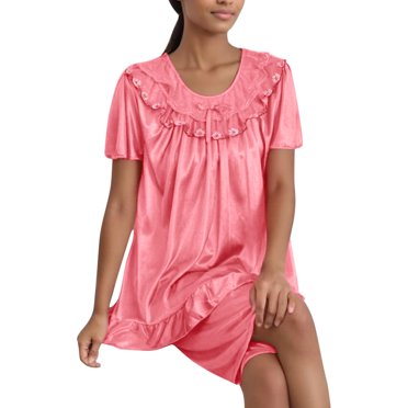 zbxnLI Womens Pajama Sets Short Sleeve Crew Neck Sleep Tops Shorts Pjs Sets Loungewear for Women
