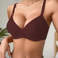 thumbnail image 2 of GPOECD Women's Comfortable Breathable Push Up Bra With Underwire Triple Hook Thin Solid Color Support Everyday Wear Wine,90B, 2 of 4