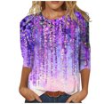 thumbnail image 1 of TIMIFIS Women's Casual T-Shirts 3/4 Sleeve Color Block Cute Tops Comfy BlousesFall, 1 of 4