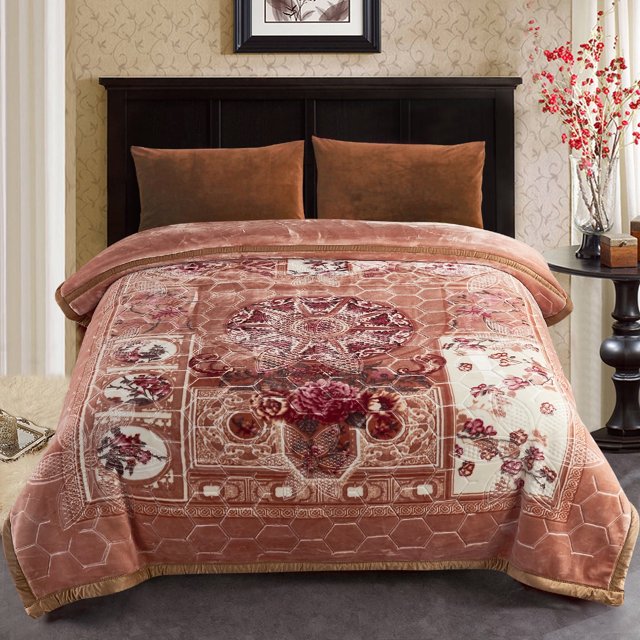 Thick Warm Winter Fleece Blanket For King Bed 2 Ply Reversible Soft Raschel Blanket,85"x93",10lb