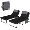 thumbnail image 1 of Outsunny 2 PCs Folding Lounge Chairs, Reclining Tanning Chairs, Black, 1 of 10
